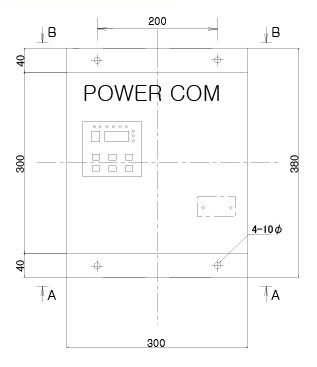 POWER COM 150~250KW 전면 외형 및 치수