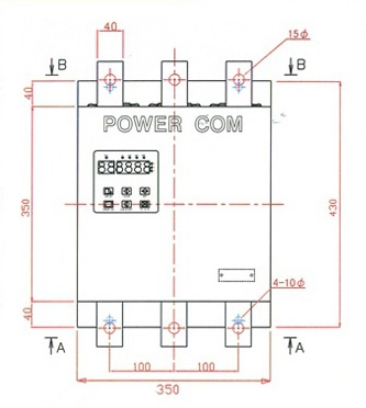 POWER COM 132KW~250KW 전면 외형 및 치수