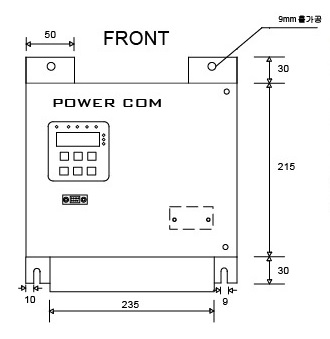 POWER COM 132KW 이하 전면 외형 및 치수