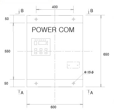 POWER COM 270~450KW 전면 외형 및 치수