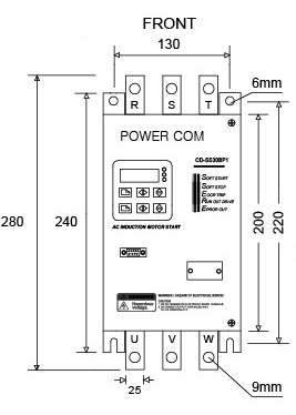 POWER COM 55KW 이하 전면 외형 및 치수